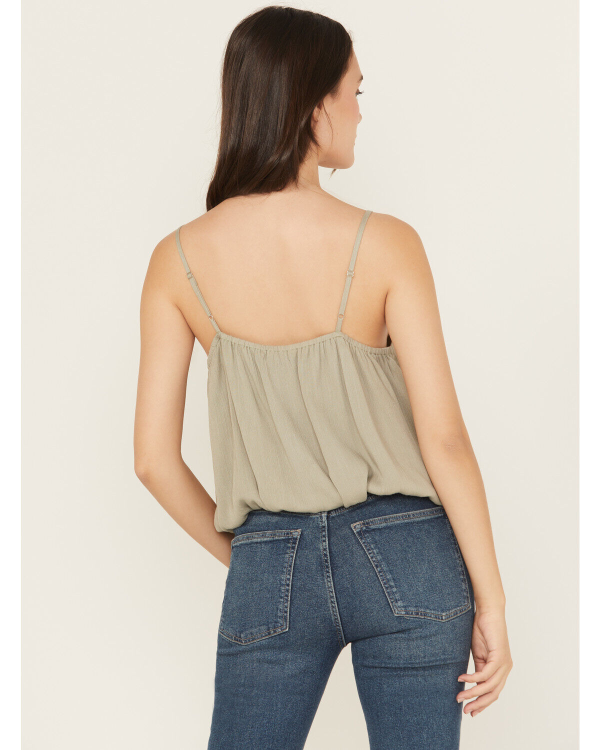 Image #4 - Rock & Roll Denim Women's Studded Elastic Hem Cami, Sage, hi-res