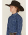 Image #2 - Ariat Boys' Southwestern Striped Long Sleeve Button-Down Western Shirt, Blue, hi-res