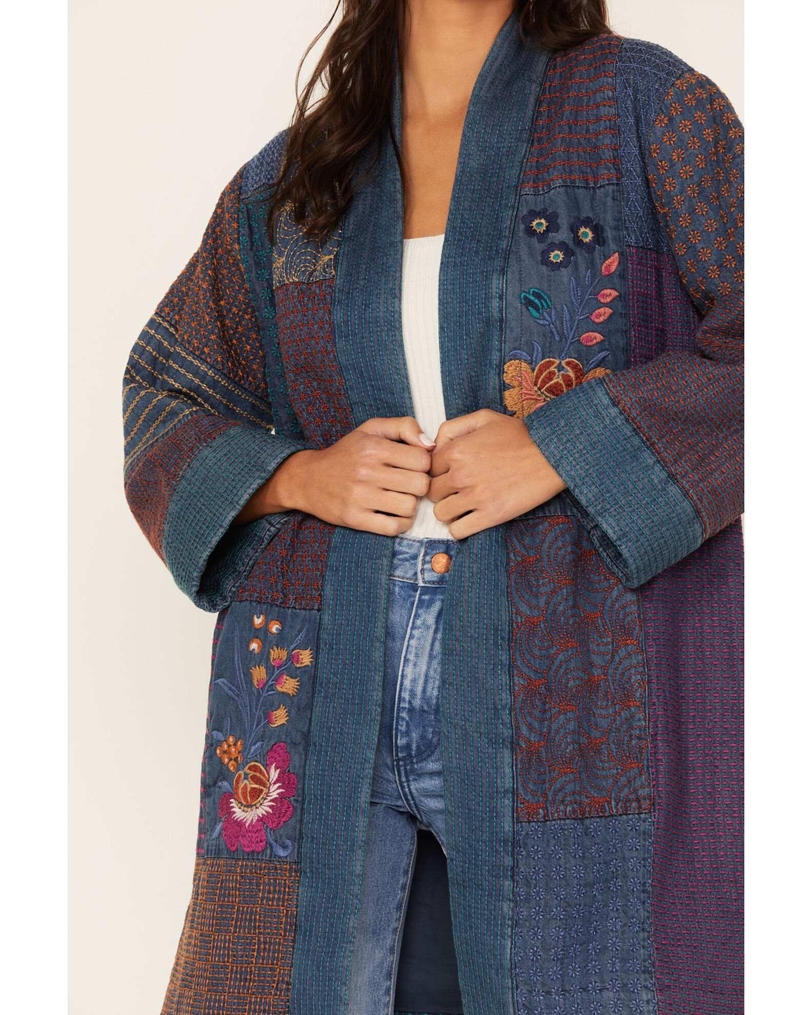 Image #3 - Johnny Was Women's Didiana Patchwork Kimono, Blue, hi-res