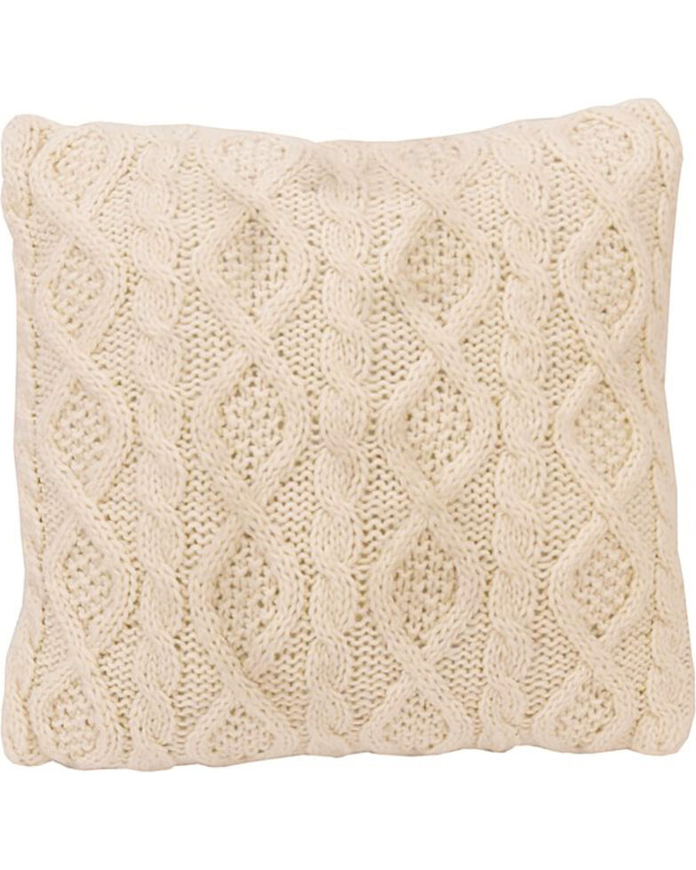HiEnd Accents Cream Cable Knit Pillow , White, hi-res
