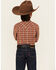 Image #4 - Roper Boys' Plaid Print Long Sleeve Snap Western Shirt, Red, hi-res