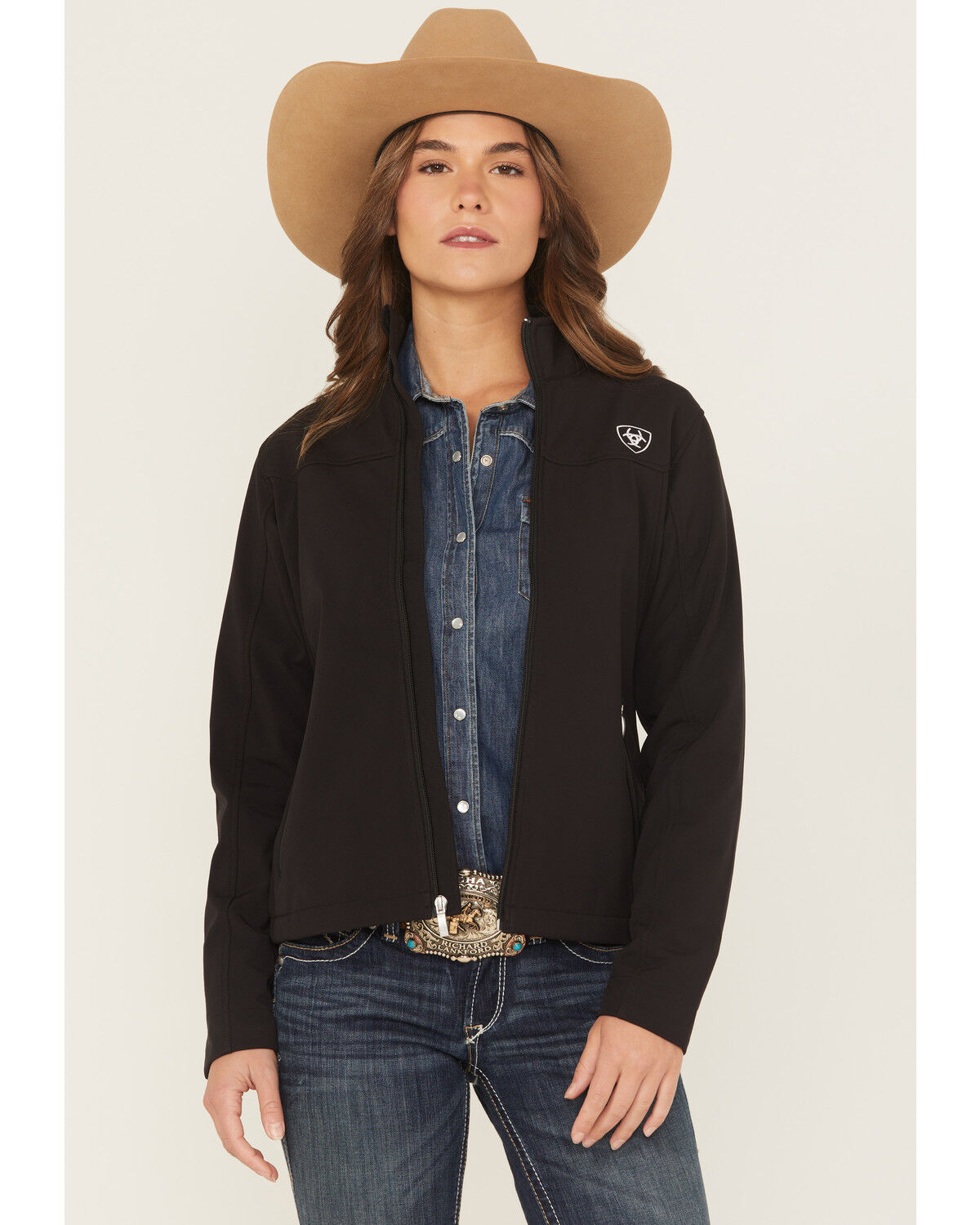 Image #2 - Ariat Women's Classic Team Mexico Flag Softshell Jacket, Black, hi-res