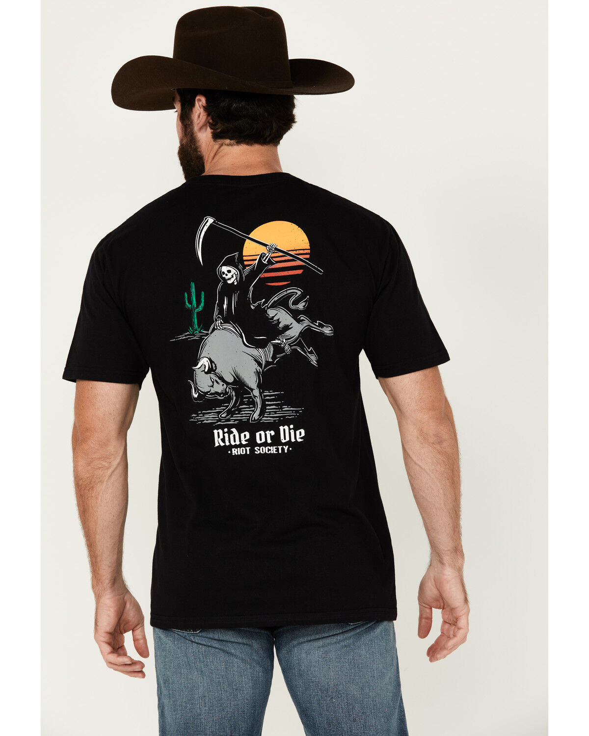 Image #1 - Riot Society Men's Ride And Reap Short Sleeve Graphic T-Shirt, Black, hi-res
