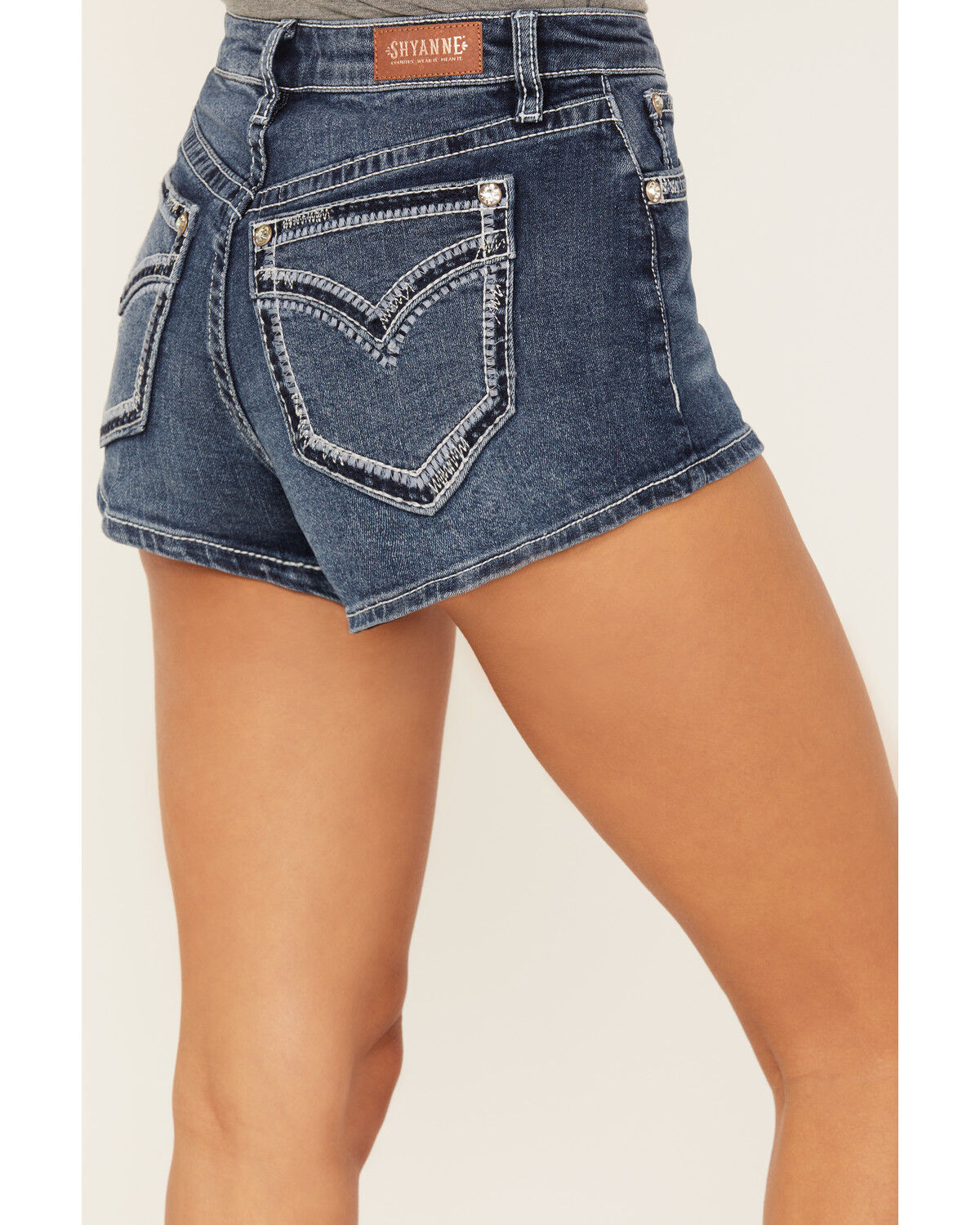 Image #4 - Shyanne Women's Dark Wash Mid Rise Denim Shorts, Dark Wash, hi-res