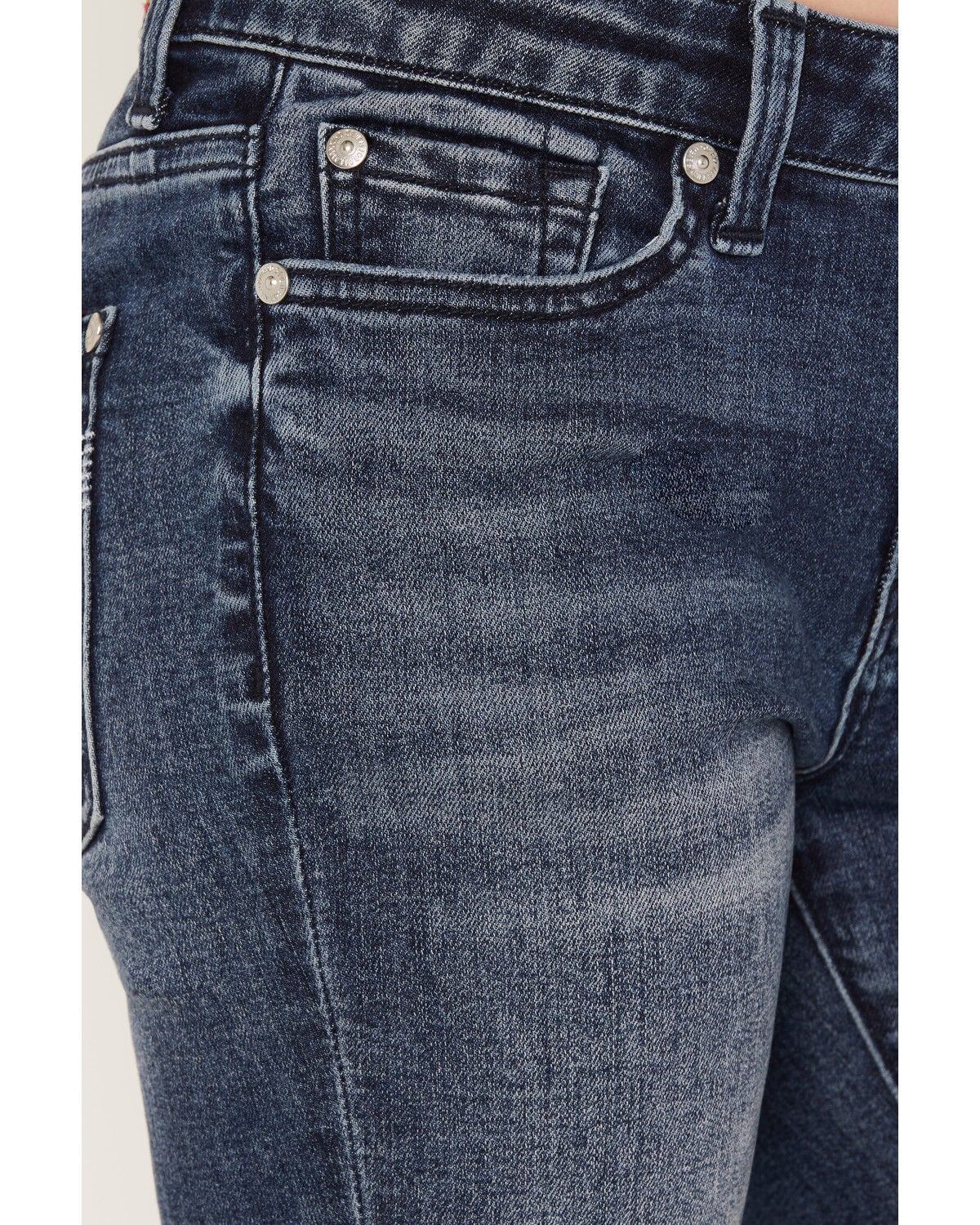 Image #2 - 7 For All Mankind Girls' Lake Dark Wash Mini Dojo Trouser Stretch Denim Jeans, Blue, hi-res