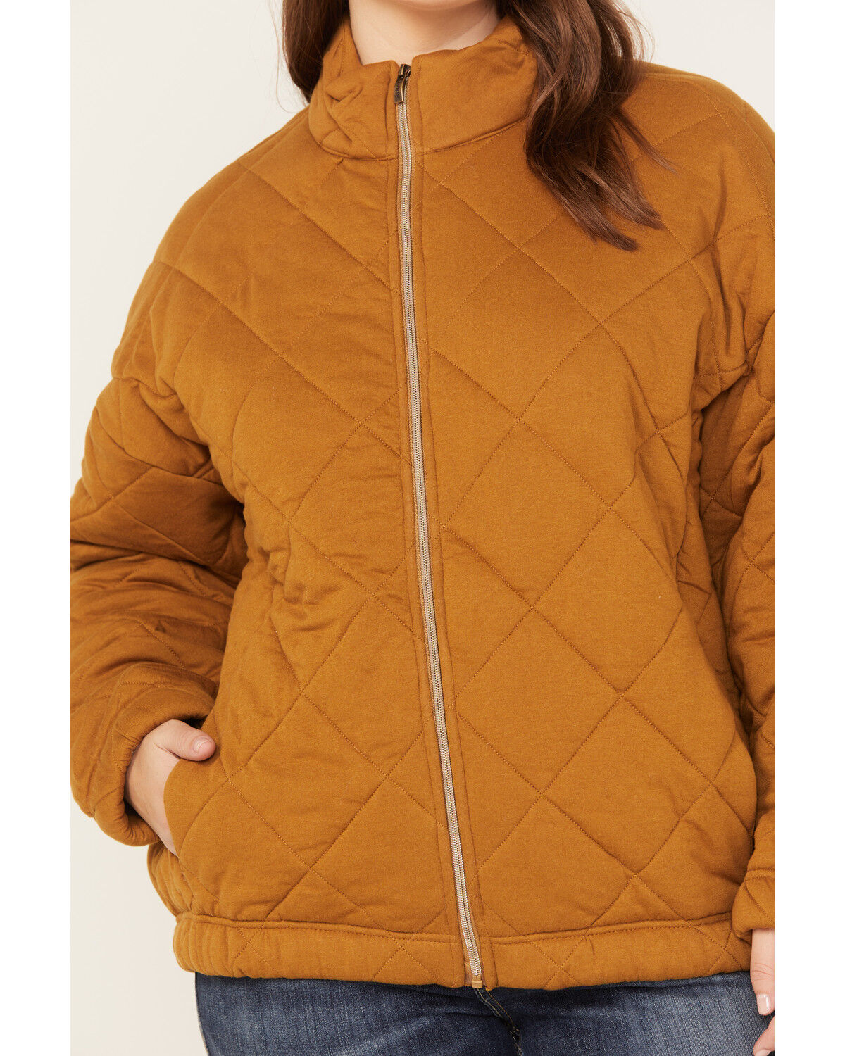 Image #3 - Ariat Women's Quilted Zip Jacket - Plus, Brown, hi-res