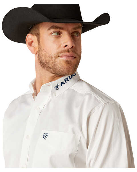 Image #2 - Ariat Men's Team Logo Twill Long Sleeve Button-Down Western Shirt  - Big , White, hi-res