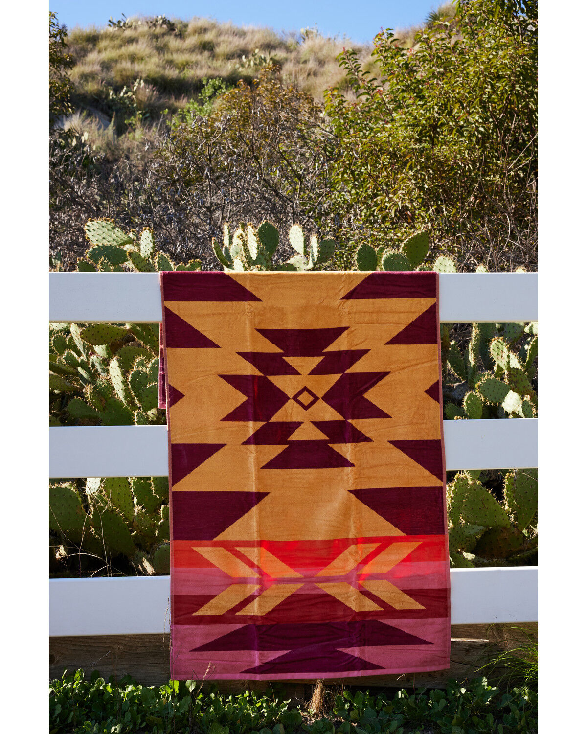 Image #2 - Boot Barn Southwestern Print Beach Towel, Pink, hi-res
