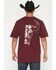 Image #1 - RANK 45&reg; Men's Half Steer Skull Logo Short Sleeve Graphic T-Shirt, Burgundy, hi-res