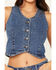 Image #3 - Rock & Roll Denim Women's Medium Wash Rhinestone Studded Vest, Medium Wash, hi-res