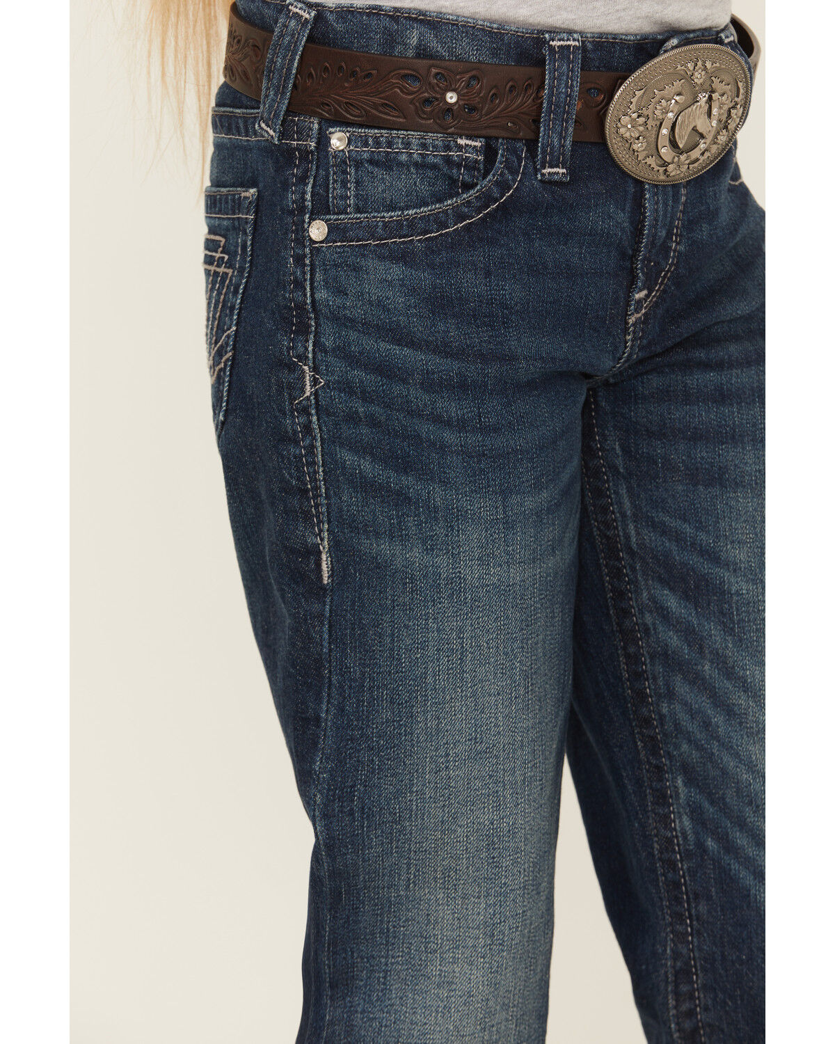Image #2 - Ariat Girls' Elsie Dark Wash Trouser Denim Jeans, Blue, hi-res
