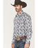 Wrangler 20X Men's Paisley Print Competition Advanced Comfort Long Sleeve Snap Western Shirt, Blue, hi-res