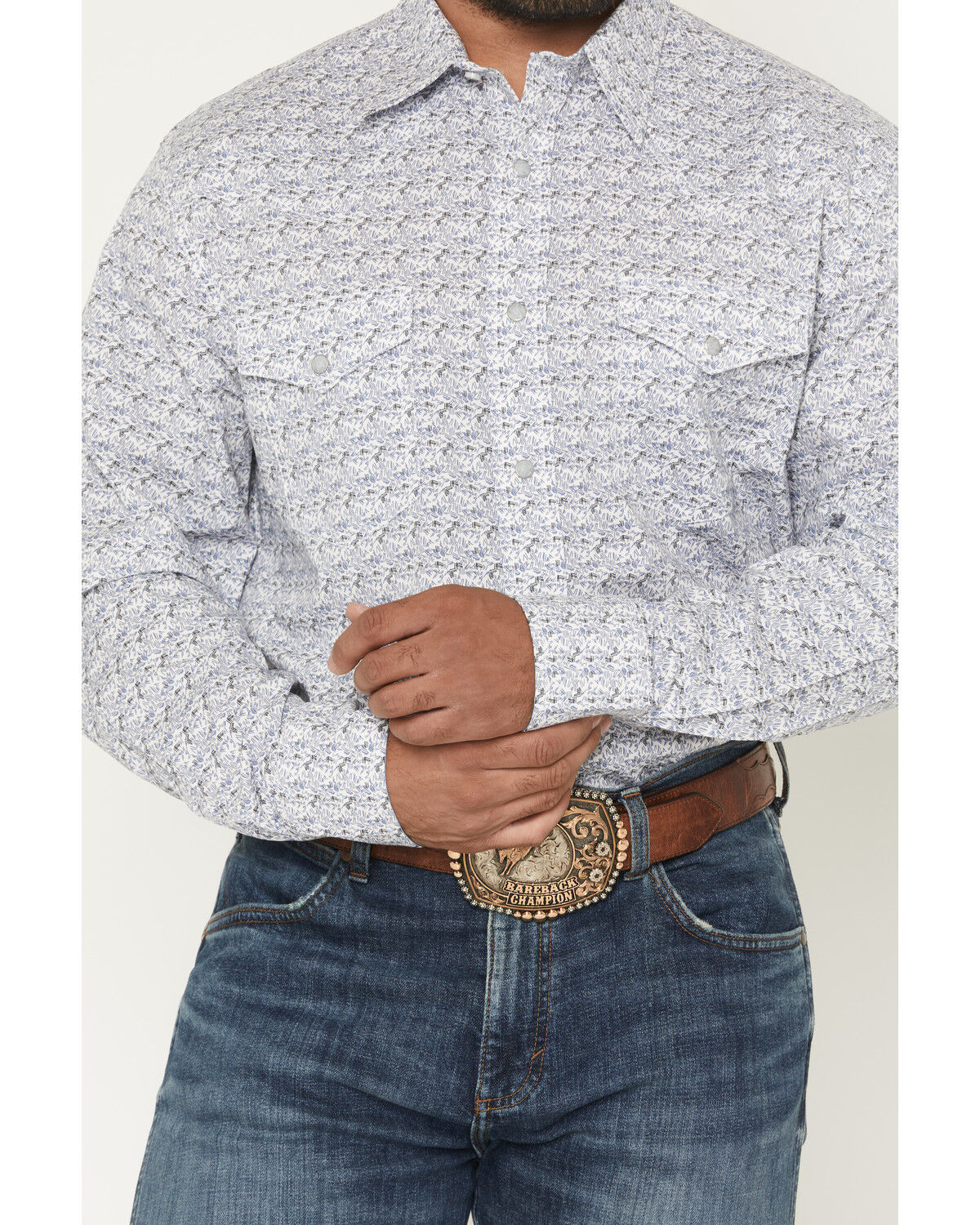 Image #3 - Wrangler 20X Men's Geo Print Long Sleeve Snap Stretch Western Shirt, White, hi-res