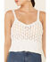 Image #3 - HYFVE Women's Ribbed Bottom Crochet Crop Cami, Cream, hi-res