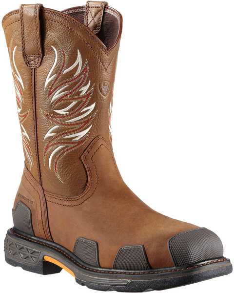 Image #1 - Ariat Men's Overdrive Pull On Work Boots - Composite Toe, Brown, hi-res