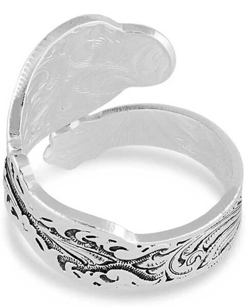 Image #2 - Montana Silversmiths Women's Heirloom Treasure Spoon Floral Open Ring, Silver, hi-res