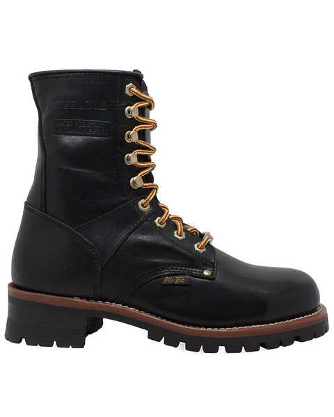 Image #2 - Ad Tec Men's 9" Waterproof Logger Work Boots - Steel Toe, Black, hi-res