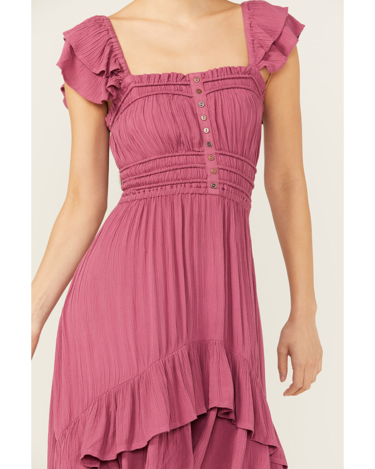 Image #3 - Shyanne Women's Flutter Sleeve Smocked High-Low Dress, , hi-res