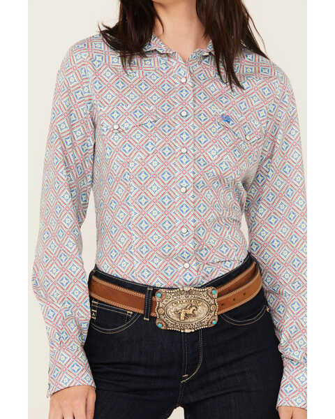 Image #3 - Cinch Women's Geo Print Long Sleeve Snap Western Shirt, Multi, hi-res