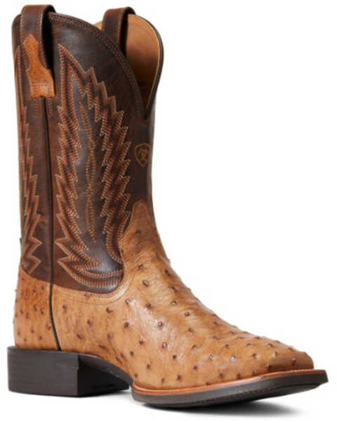 Ariat Men's Ostrich Quill Quantum Primo Exotic Western Boot - Broad Square Toe , Brown, hi-res