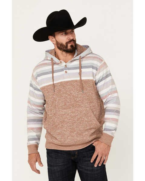Hooey Men's Jimmy Striped Print Hooded Sweatshirt, Tan, hi-res