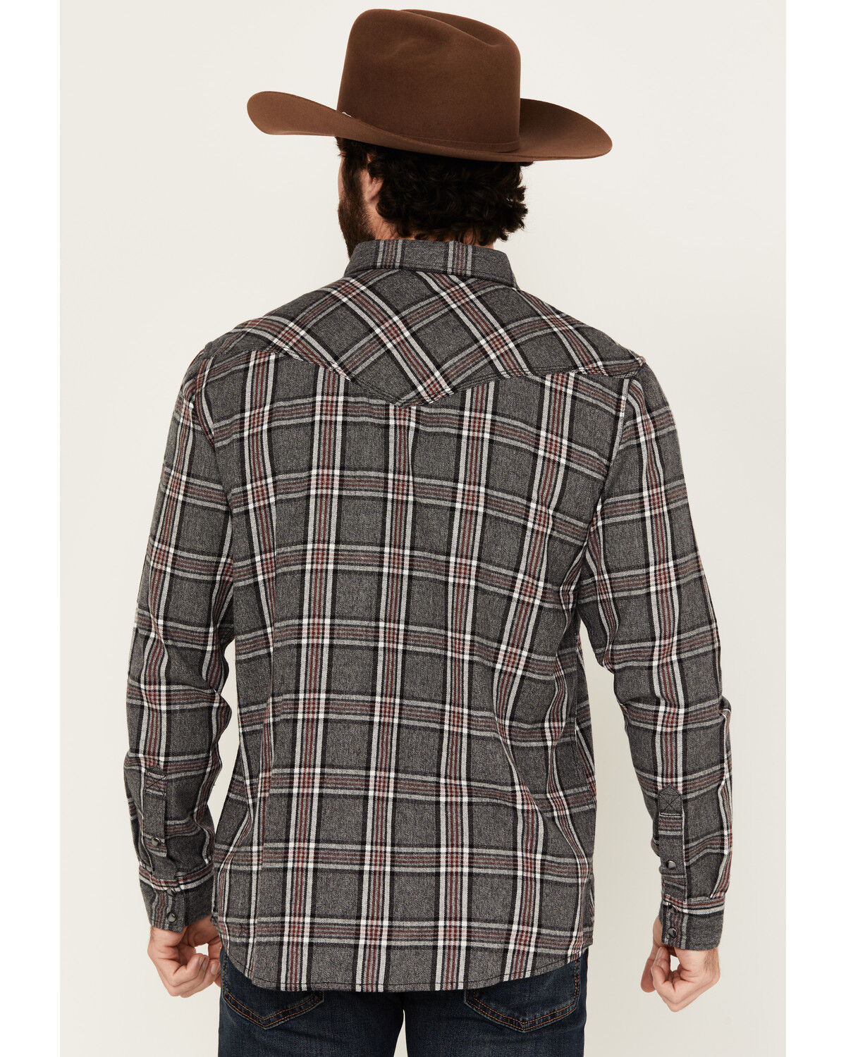 Image #4 - Moonshine Spirit Men's Badger Plaid Print Long Sleeve Snap Western Shirt, Black, hi-res