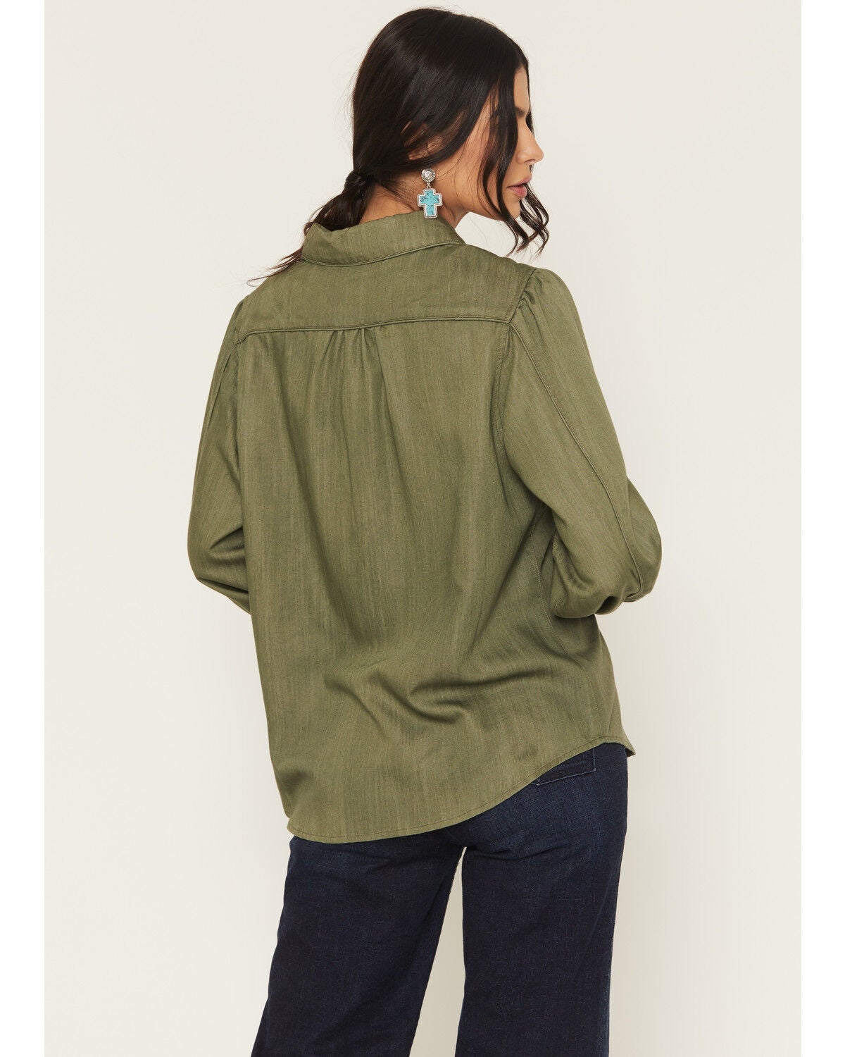 Image #4 - Kimes Ranch Women's Mae Floral Embroidered Long Sleeve Snap Relaxed Fit Western Shirt, Olive, hi-res