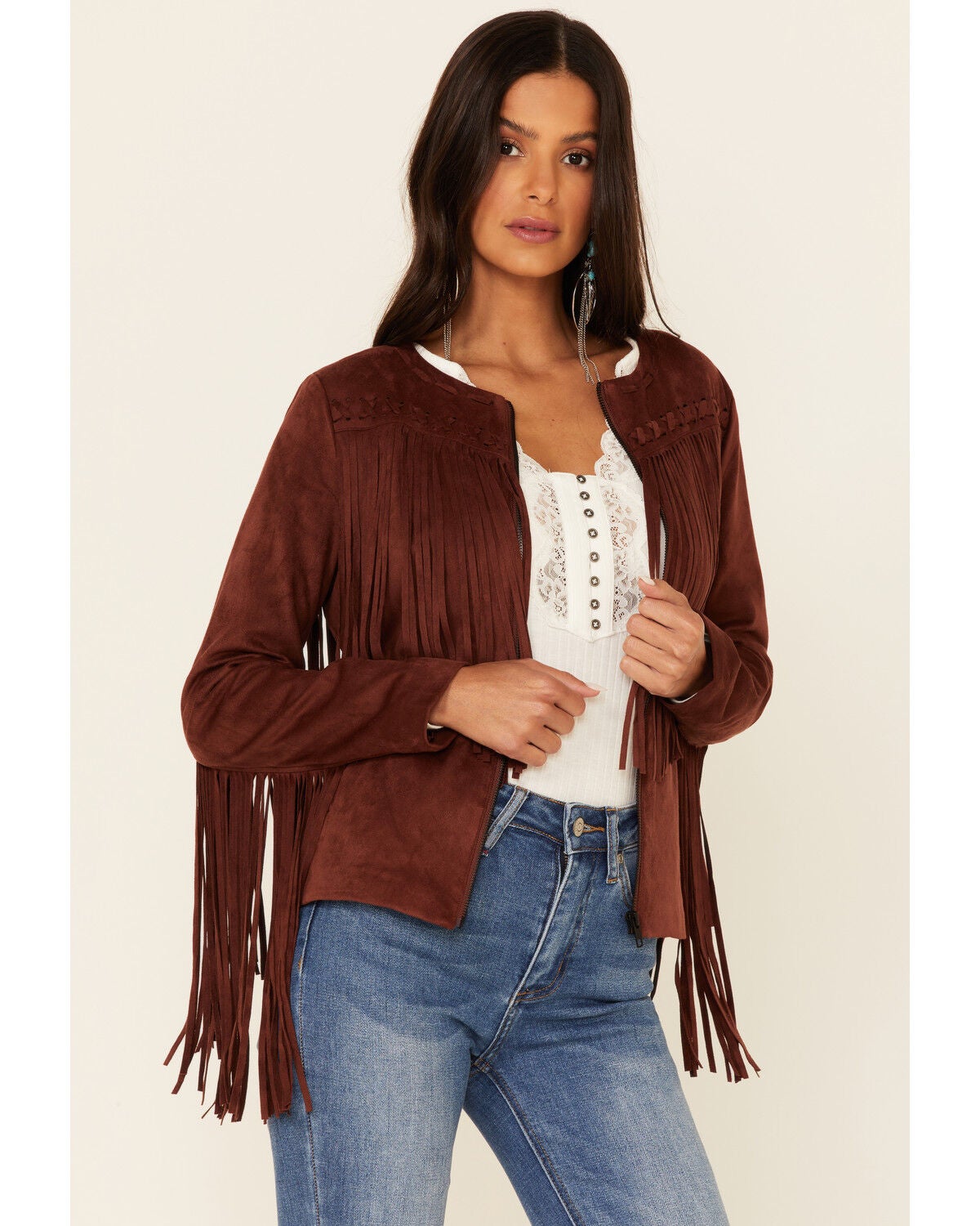 Image #2 - Idyllwind Women's Rust Blue Grass Faux Suede Fringe Jacket , , hi-res