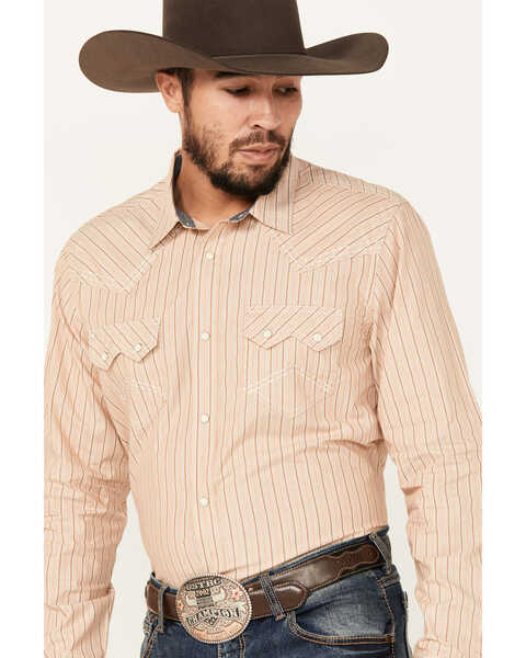 Image #2 - Cody James Men's Reckoning Striped Print Long Sleeve Snap Western Shirt, Tan, hi-res