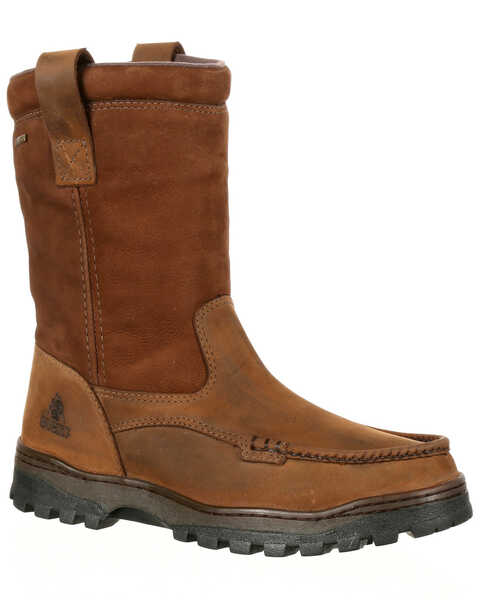 Image #1 - Rocky Men's Outback Waterproof Work Boots - Moc Toe, Brown, hi-res
