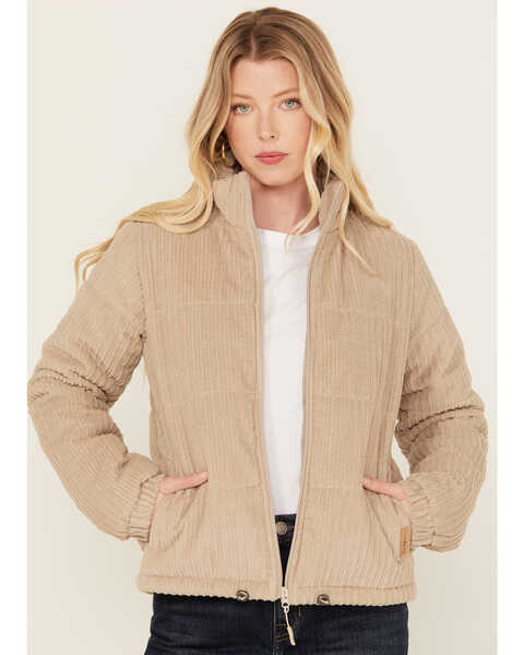 Image #1 - Powder River Outfitters Women's Corduroy Puffer Jacket, Beige, hi-res
