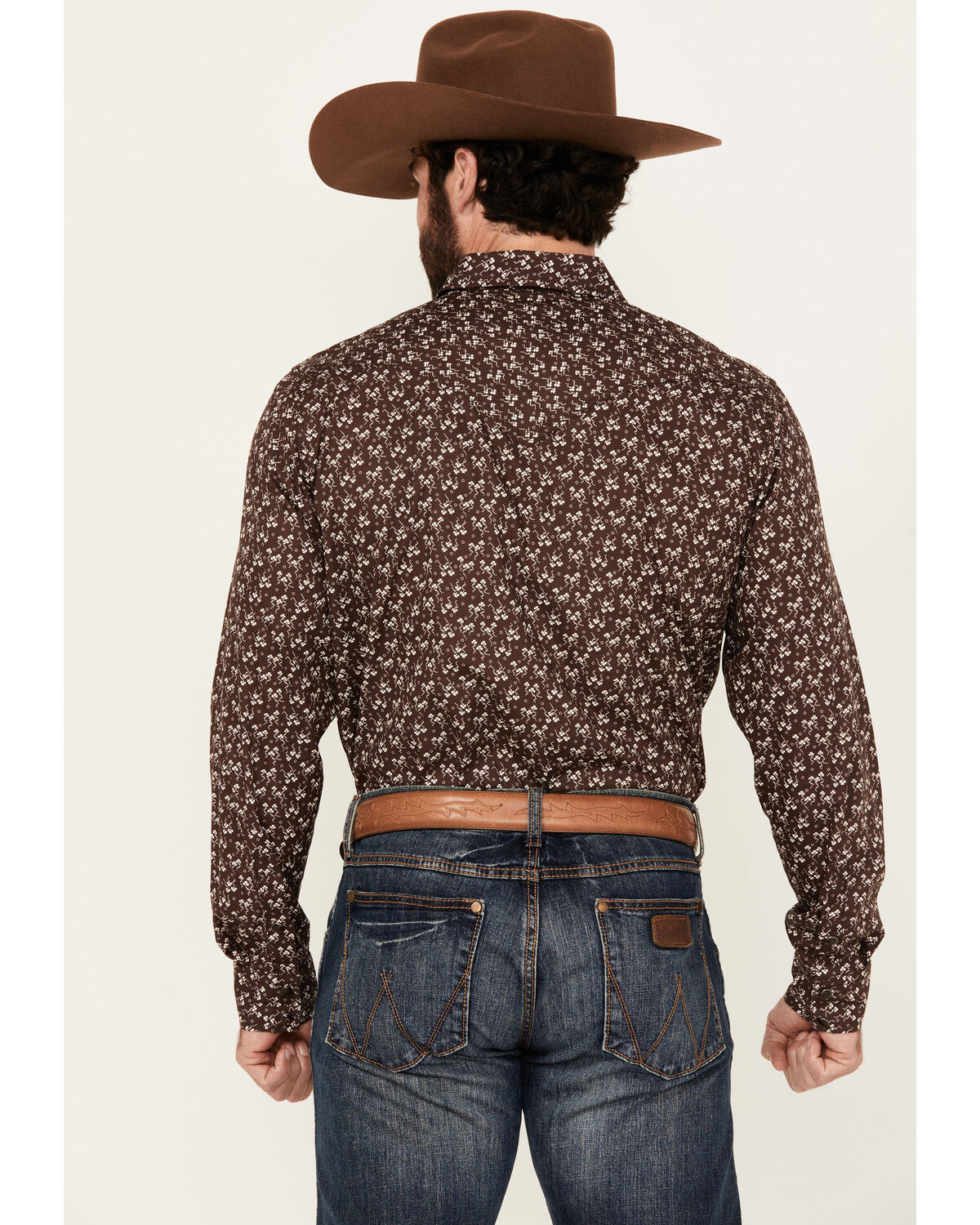Image #4 - Cody James Men's Garrison Floral Print Long Sleeve Snap Western Shirt, Brown, hi-res