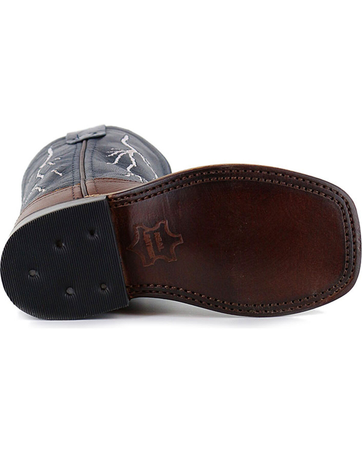 Image #5 - Cody James Boys' Lightening Embroidered Western Boots - Square Toe, Brown, hi-res