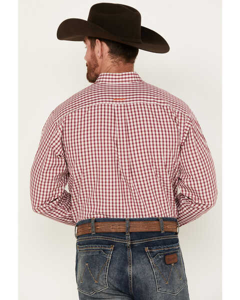 Image #4 - Ariat Men's Valen Plaid Print Long Sleeve Button-Down Western Shirt, Magenta, hi-res