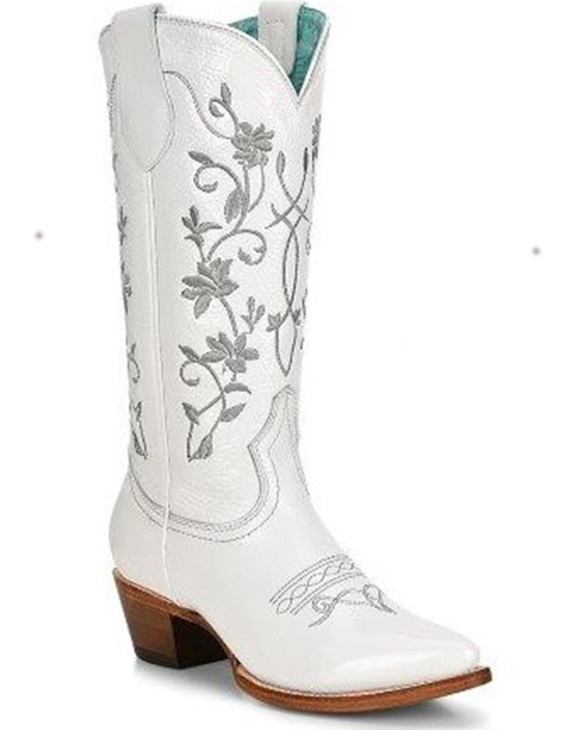 Image #1 - Corral Women's Floral Embroidered Patent Leather Western Boots - Round Toe, White, hi-res