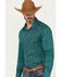 Rock & Roll Denim Men's Paisley Print Long Sleeve Pearl Snap Stretch Western Shirt, Teal, hi-res