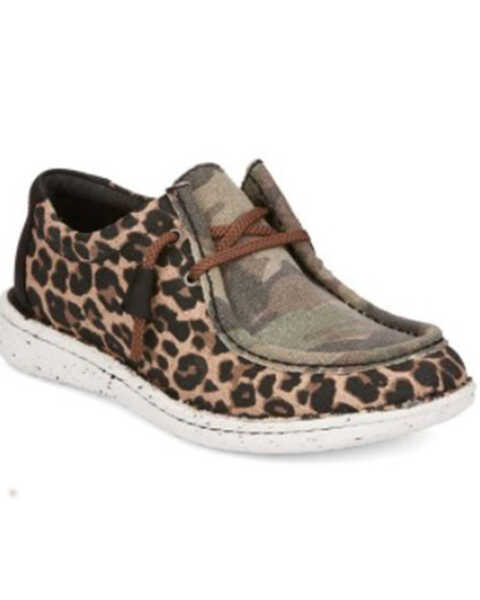 Justin Women's Hazer Leopard Camo Print Casual Shoe - Round Moc Toe , Leopard, hi-res