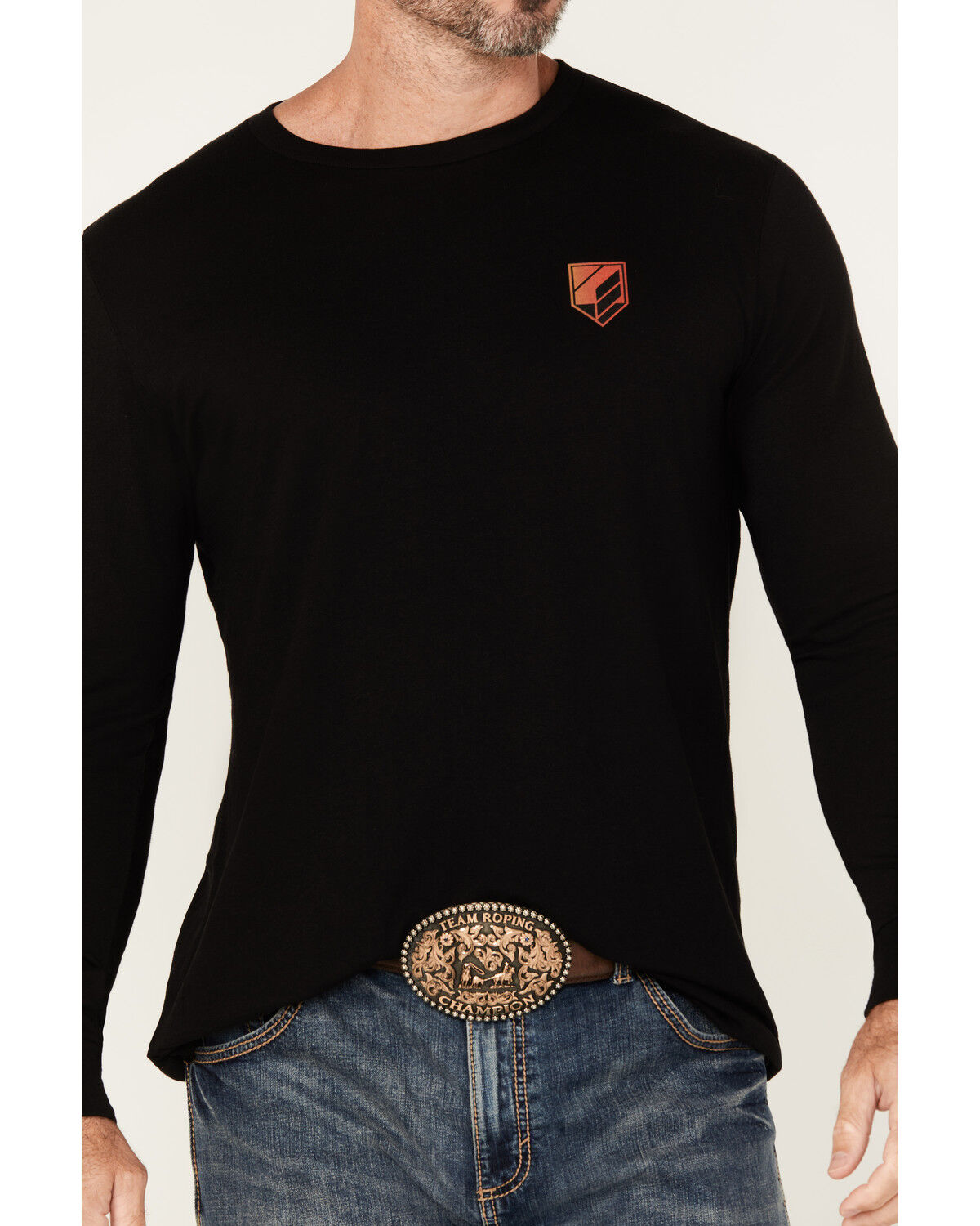 Image #4 - RANK 45® Men's Raw Rodeo Logo Long Sleeve Graphic T-Shirt, Black, hi-res