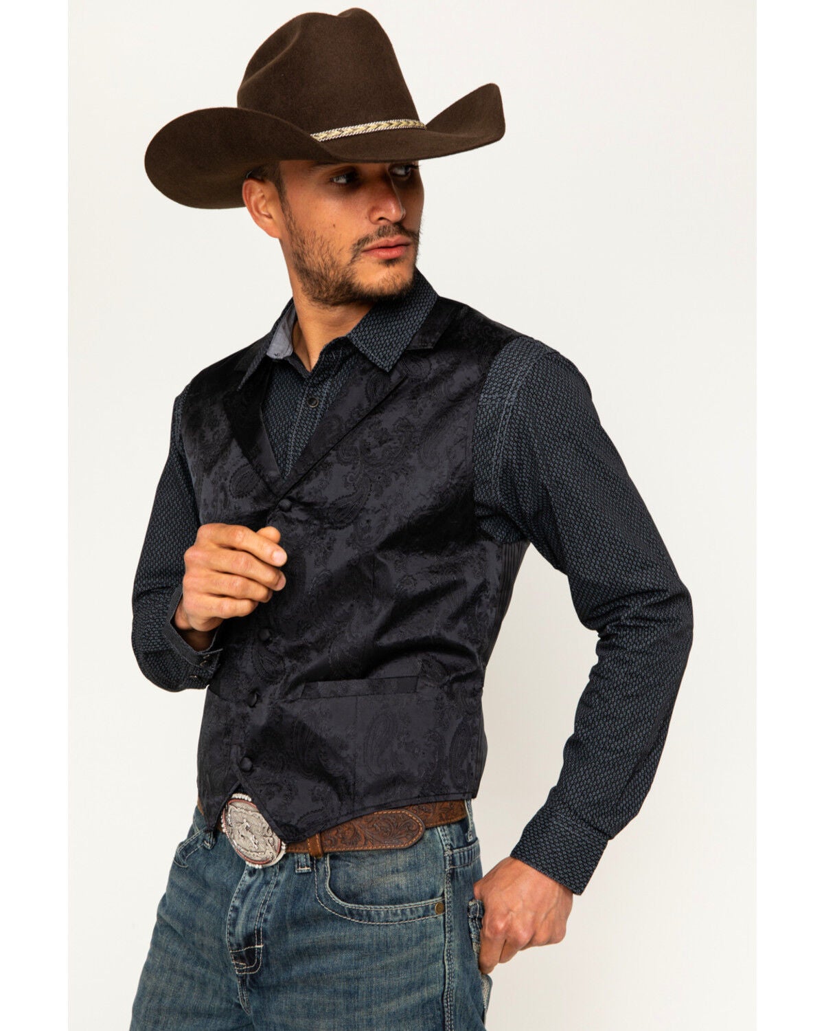 Cody James Men's Black Paisley Print Western Vest | Sheplers