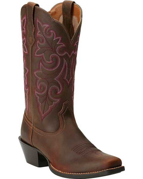 Image #1 - Ariat Women's Round Up Western Boots - Square Toe, Brown, hi-res