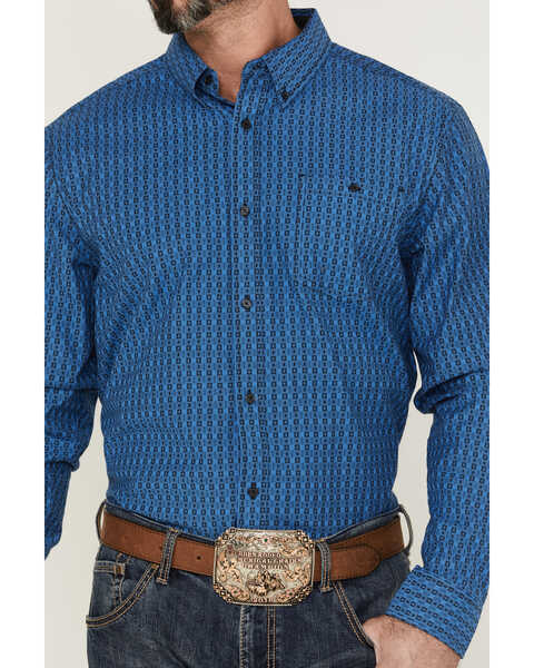 Image #3 - RANK 45® Men's Bulldogger Dobby Geo Button-Down Western Shirt , Blue, hi-res
