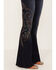 Image #2 - Shyanne Women's Dark Wash Mid Rise Embroidered Flare Jeans, Dark Medium Wash, hi-res