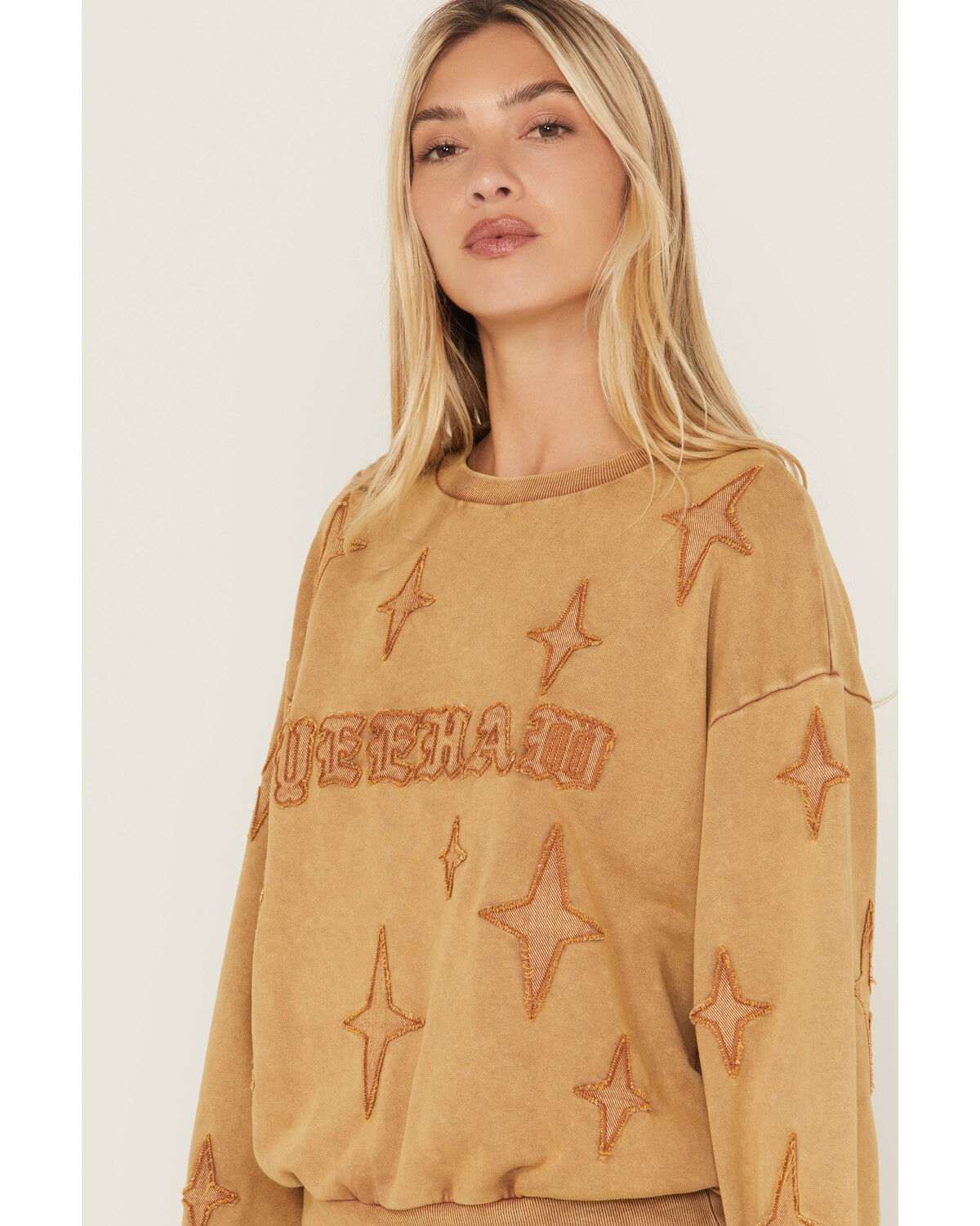 Image #2 - Blue B Women's Yeehaw Crewneck, Taupe, hi-res