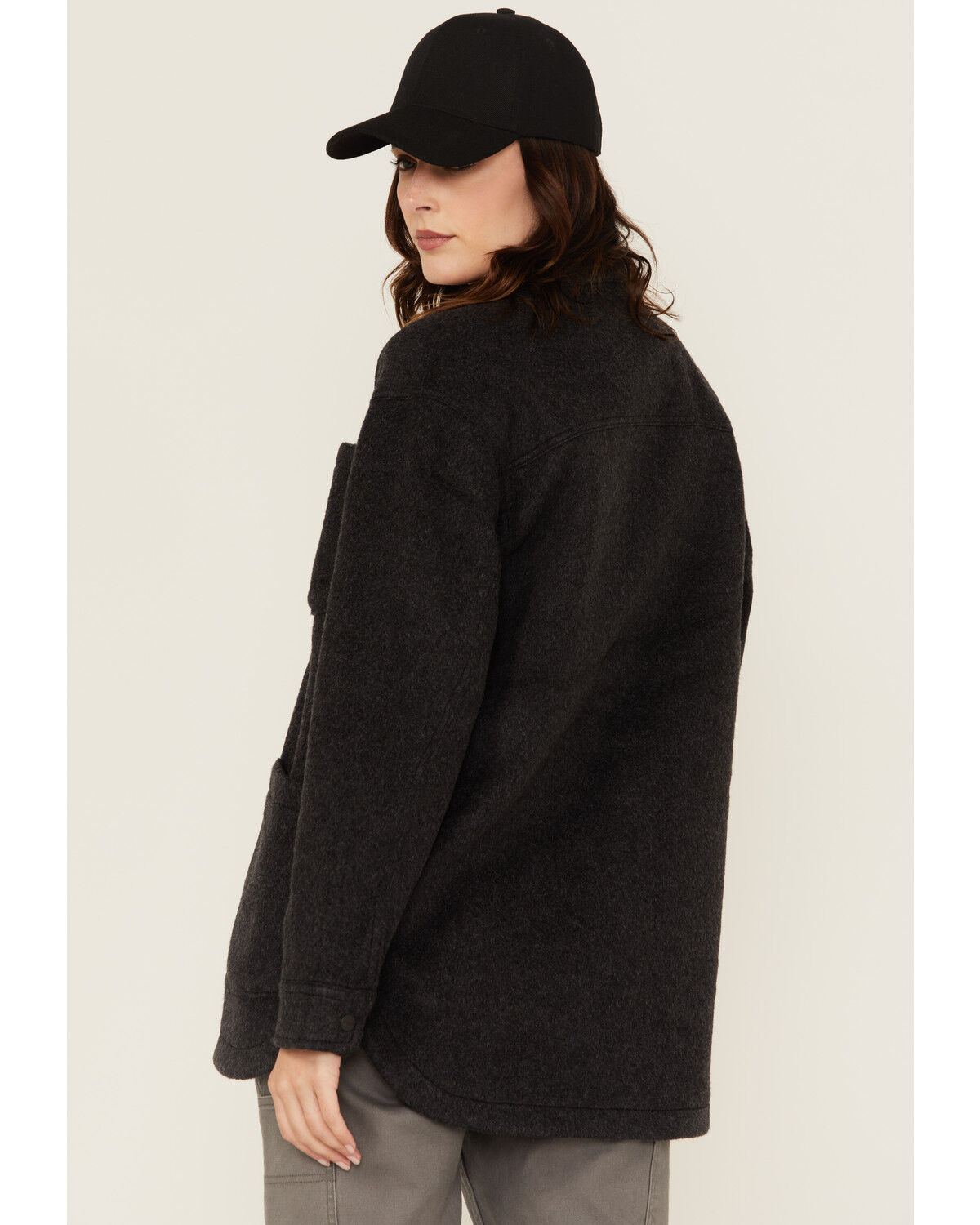 Image #4 - Carhartt Women's Loose Fit Fleece Shacket, Black, hi-res