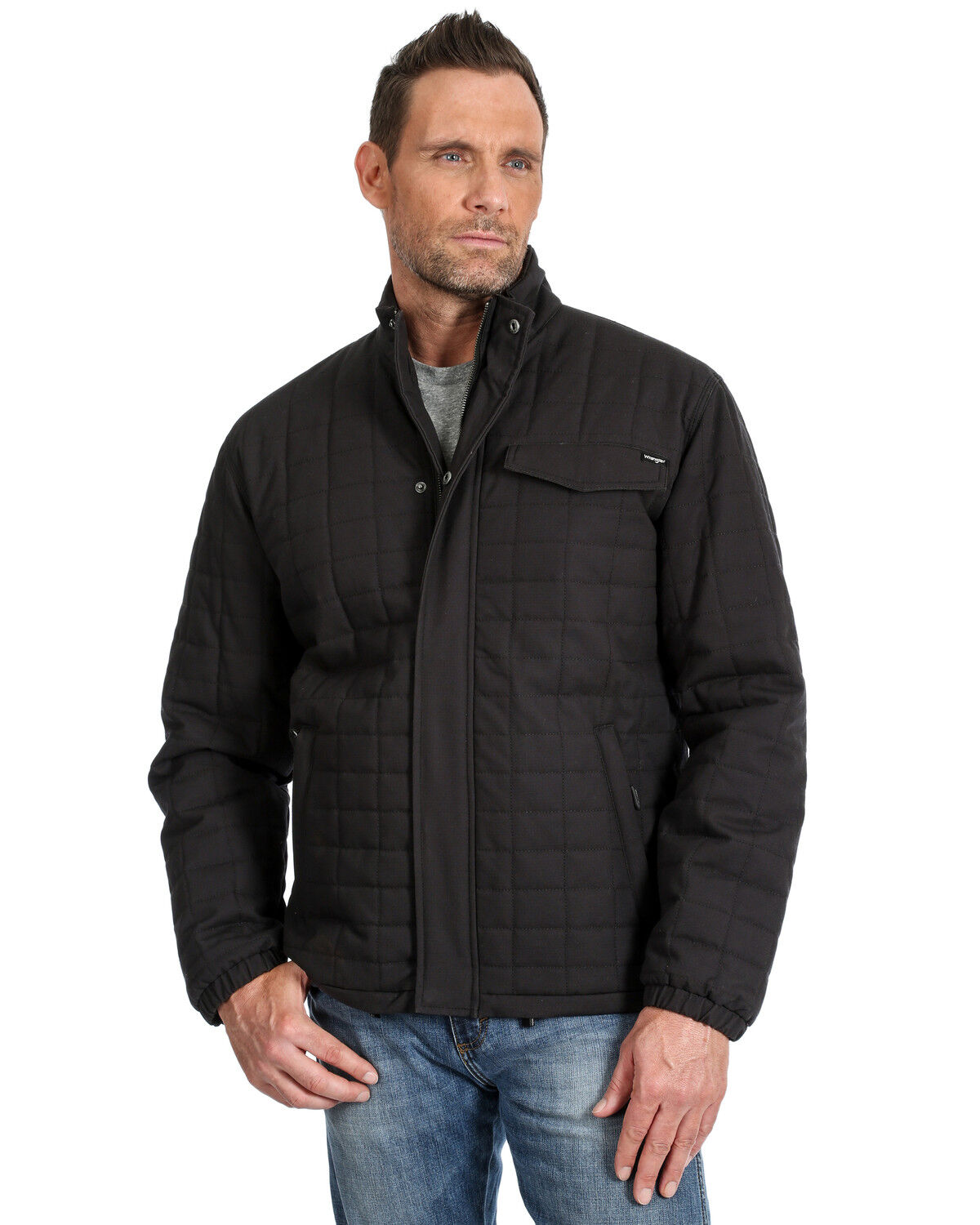 Image #1 - Wrangler Men's Chore Ripstop Quilted Coat, Black, hi-res