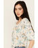 Image #2 - Wild Moss Women's Floral Print Long Sleeve Peasant Top , Ivory, hi-res