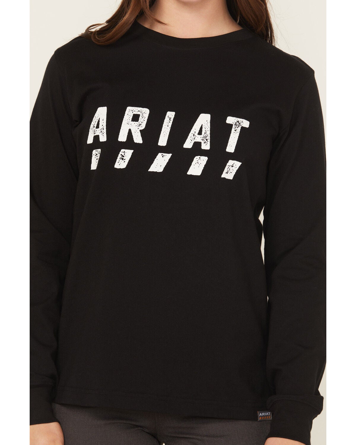 Image #3 - Ariat Women's Rebar Cotton Strong Logo Long Sleeve Work Tee, Black, hi-res