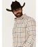 Image #2 - Brothers and Sons Men's Alva Plaid Print Short Sleeve Button-Down Western Shirt, White, hi-res