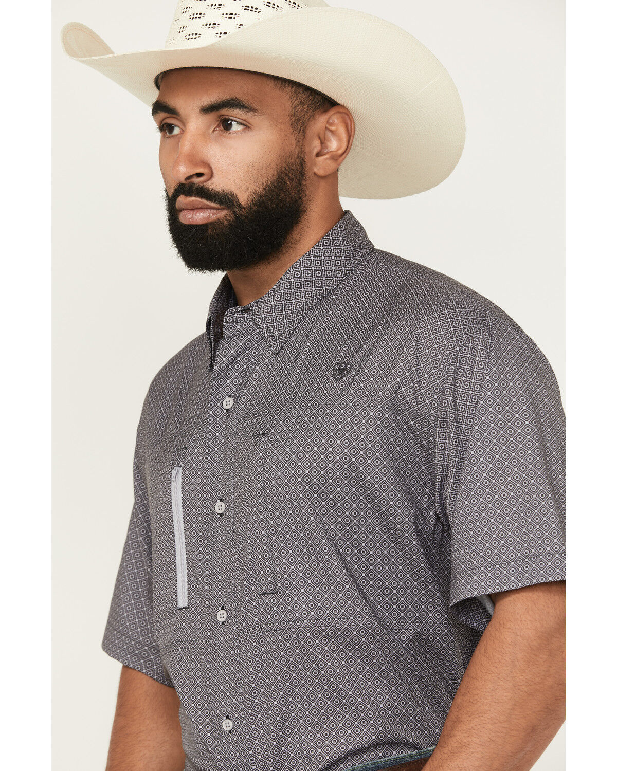 Image #2 - Ariat Men's VenTEK Solid Short Sleeve Button-Down Western Shirt, Black, hi-res
