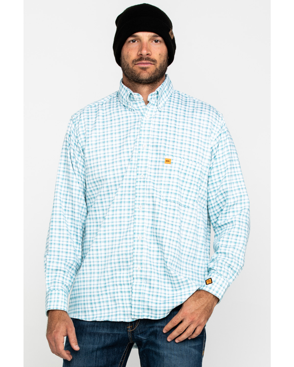 Wrangler 20X Men's FR Turquoise Plaid Long Sleeve Work Shirt - Big |  Sheplers